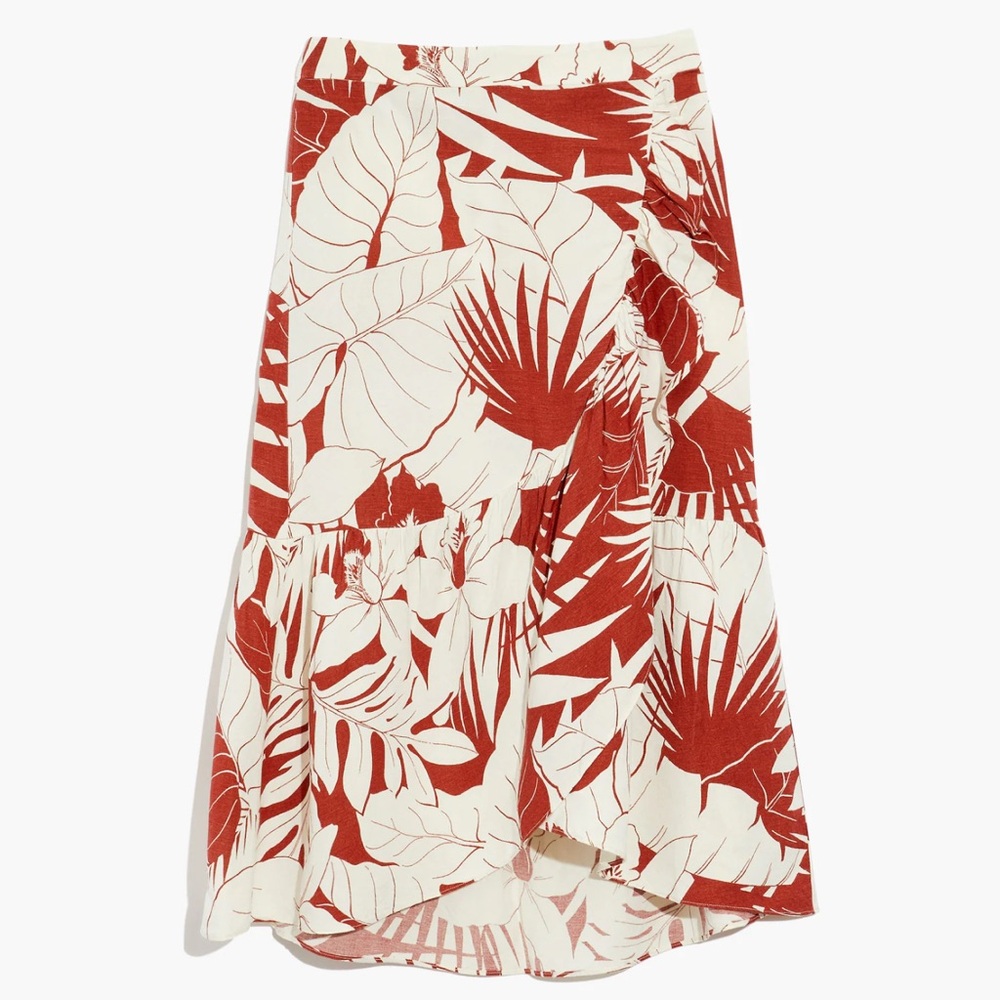 Madewell - tropical linen wrap midi skirt